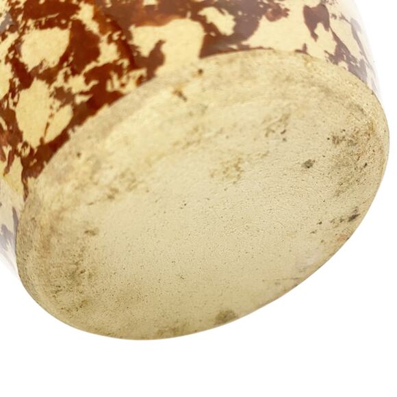 vintage brown tan spongeware pot stoneware crock art pottery 5.5" tall - Picture 7 of 8